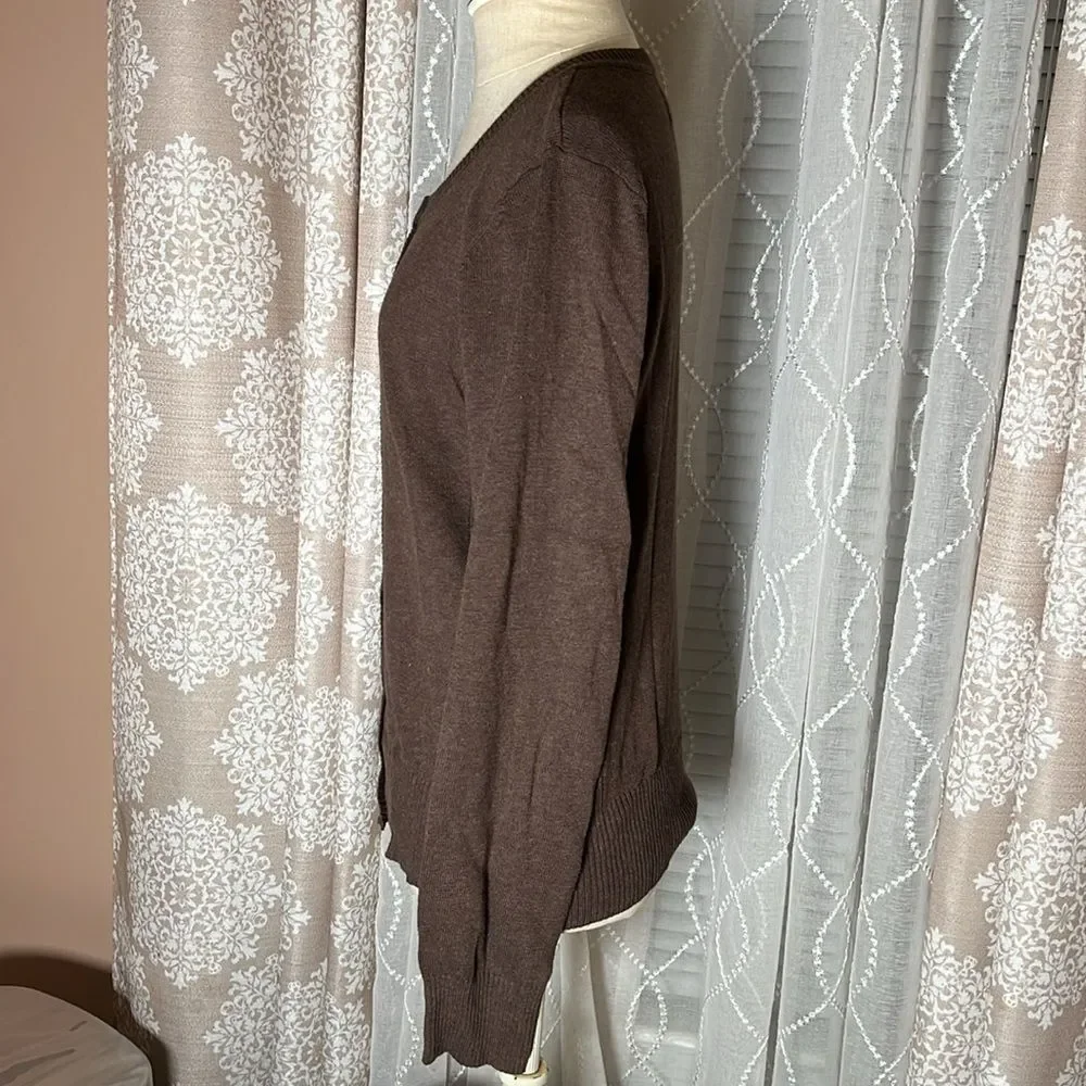 Sonoma Brown 100% Cotton Button-Down Cardigan | Size Medium - Picture 5 of 7